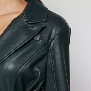 แจ็กเก็ตผ้านวมหนังแท้ยาวลำลองสำหรับผู้หญิงแขนยาวปรับแต่งโลโก้ได้ - Product Image 6