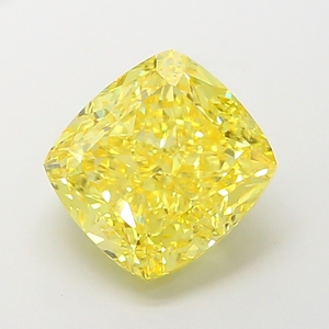 Elegante joyería fina con un brillante diamante amarillo intenso cultivado en laboratorio, corte cojín, certificado, tipo CVD, con brillo radiante. - Product Image 1