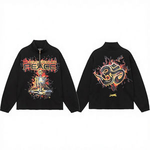 Sweat-shirts à col montant 100% coton avec poches, logo personnalisé, couleur noire, vente en gros, sweats-shirts streetwear - Product Image 6