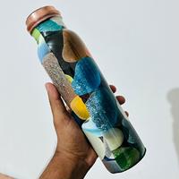 Bouteille d'eau en cuivre pur 1000 ml – Hydratation quotidienne, style de vie ayurvédique, détox, bien-être, fitness, yoga, voyage, gym, école, bureau, camping