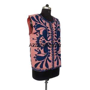 Veste en coton pour femme, imprimé floral Suzani tissé à la main, boutons recouverts, automne-hiver, confortable et respirante - Product Image 5