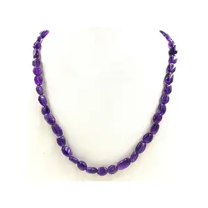 最畅销的花式紫水晶椭圆形珠串批发价