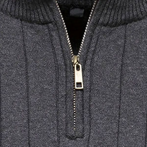 Pull en tricot pour homme à col montant et fermeture éclair, couleur unie, pour l'automne - Product Image 5