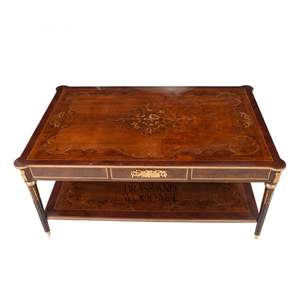 Juego de Mesa de Centro de Madera Clásica de Lujo con Incrustaciones de Latón - Product Image 2