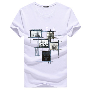 Premium Polyester Cotton Tshirt Custom Men's Short Sleeve Summer Oversized <b>Tee</b> Classic Plain <b>Black</b> White High 220 Grams Front - Product Image 1