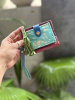 Portefeuille-pochette unisexe tendance en cuir recyclé style western, best-seller, avec porte-cartes et finition métallique