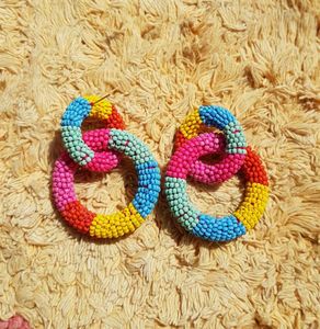 Nouveaux produits 2025, boucles d'oreilles de Noël en perles à faire soi-même, boucles d'oreilles pendantes circulaires creuses délicates, perles, boucles d'oreilles pour femmes, accessoire - Product Image 3