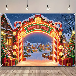 Pancarta navideña de 180x110cm, guirnalda de estilo rústico, diseño de muñeco de nieve, decoración festiva <span class=keywords><strong>para</strong></span> el hogar y el jardín, escena invernal multiusos, portátil - Product Image 6