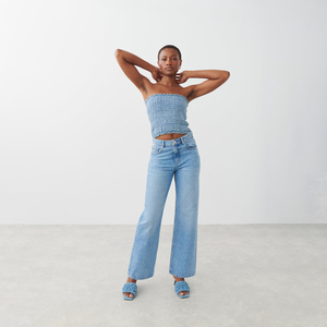 Fully Fashion Unique Streetwear Summer Tube Top Vintage Sexy Korean Sleeveless Tube Pleated Denim Jeans Tops Women Wear 2025 - Product Image 3