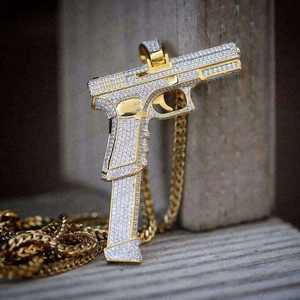 Colgante de Pistola para Hombre, Chapado en Oro de 14K, Rodio, Plata 925, Joyería Hip Hop con Moissanita - Product Image 5