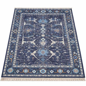 Tapis persan Oushak bleu en laine noué à la main de luxe - Product Image 1