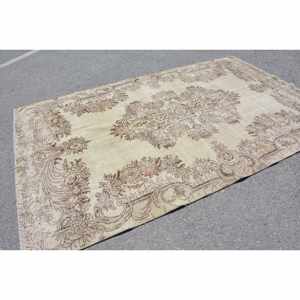 Tapis turc vintage de grande surface 6 'X 9' Beige Marron Style classique abstrait Patchwork Rectangle Couloir Laine Latex Tapis de chambre - Product Image 2