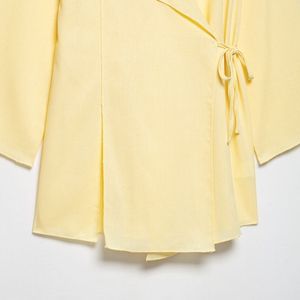 Nouveau 2025 printemps dame Vintage décontracté col en V lin vêtements d'extérieur déplacements femmes vêtements à manches longues à manches longues haut Chic manteau - Product Image 3