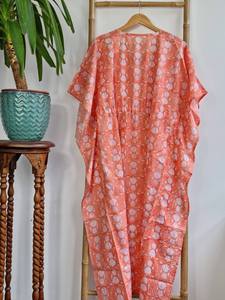 เดรสคาฟตันคอตตอนแท้ทรงกิโมโนพิมพ์ลายดอกไม้ใส่สบายสำหรับคุณแม่ตั้งครรภ์ฤดูใบไม้ร่วง/ฤดูหนาว - Product Image 3