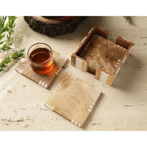 Modern Square Shape Drinkware <b>Coasters</b> <b>Set</b> of 4 Wooden <b>Coasters</b> <b>With</b> <b>Holder</b> for Top Selling Beverage <b>Coasters</b> - Product Image 2