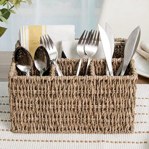 Best Selling Decoration of Kitchen & Dinner Room Objects Seagrass <b>Utensil</b> Holder Caddy for Party Event Wedding - Product Image 2