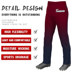 Pantalones de béisbol personalizados para jóvenes Ropa deportiva combinada roja y negra Pantalones de béisbol de equipo adulto de longitud completa - Product Image 5