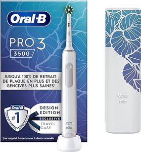 แปรงสีฟันไฟฟ้าสีขาว3500 Oral-B Pro 3กระเป๋าเดินทาง1อันแปรง1อันคุณภาพดี