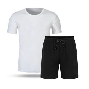 Shorts d'été décontractés et ensembles de t-shirts à manches courtes pour hommes tenue de survêtement solide vente en gros - Product Image 5