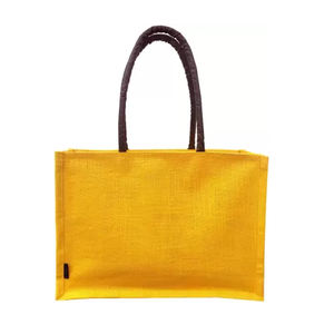 Venta al por mayor de bolsas de yute personalizadas ecológicas con asas de cuero genuino elaboradas con cuidado para la venta 2025 - Product Image 3