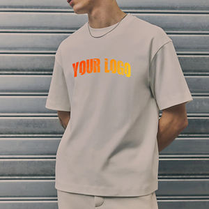 T-shirt à col rond surdimensionné respirant en coton de qualité supérieure 230GSM pour Streetwear Logo de broderie personnalisé à séchage rapide imprimé - Product Image 1