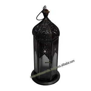 High Quality Hot Sale Decorative Metal & Glass Hanging <b>Lanterns</b> in <b>Black</b> for Indoor Outdoor Use - Product Image 1