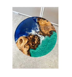 Home Office <b>Furniture</b> Round Wooden & Resin Space Saving Living Room Stool Modern Luxury Chair Foot Stool - Product Image 4