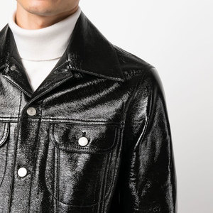 Haute qualité col montant en cuir hommes mode veste veste nouvelle veste en cuir mince beau printemps et automne vêtements pour hommes - Product Image 4