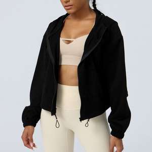 เสื้อแจ็คเก็ตมีฮู้ดซิปเต็มสำหรับผู้หญิงเสื้อออกกำลังกายแบบลำลองมีกระเป๋าสำหรับเล่นกีฬาวิ่งโยคะ - Product Image 4