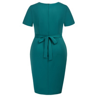 Vente en gros Robe moulante à ourlet ras du cou pour femmes taille définie à manches courtes Robes grande taille pour femmes imposantes