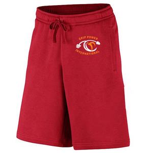 Pantalones cortos de gimnasio de lana de algodón transpirable de la mejor calidad para hombres, pantalones cortos de sudor regulares de cintura elástica informales rojos, opciones de talla grande - Product Image 1