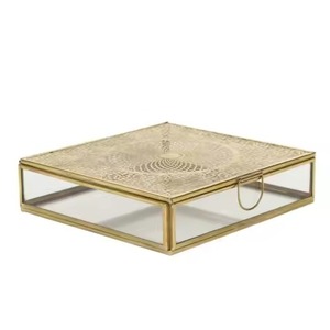 กระจกใสทองเหลืองกรอบโลหะสีทองอุปกรณ์จัดเก็บเครื่องประดับสำหรับตกแต่งบ้าน - Product Image 5