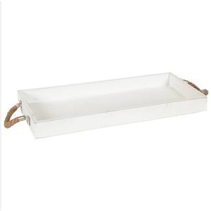 Nouvelle arrivée Plateau de service en bois d'acacia fait à la main avec poignées en métal-Plateau plat décoratif polyvalent pour la maison et l'extérieur - Product Image 1