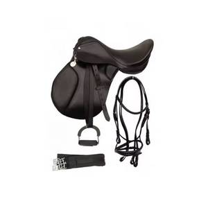 Ensemble de sellerie d'équitation anglaise, équipement d'équitation, selle aspect cuir avec longe et rênes - Product Image 2