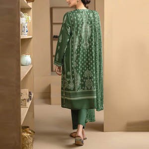 Vestido de césped de algodón de diseñador para mujer, botón de encaje con lentejuelas, trajes de Eid Salwar Kameez, ropa lista, adornado con diamantes, lavable, sólido - Product Image 2