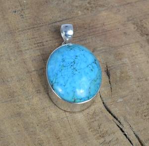 Estilo bohemio 925 plata esterlina turquesa piedra preciosa colgante joyería hecha a mano plata colgante joyería para mujer regalo de boda para ella - Product Image 2