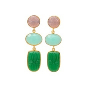 Pendientes Gemstone Delight Gota Multistone en Latón Chapado en Oro - Product Image 1