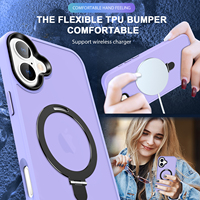 Coque de téléphone personnalisée, prix d'usine en gros, design de luxe, toucher doux, support magnétique coloré, finition mate antichoc et givrée
