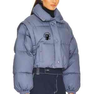 Veste en jean matelassée pour femme, style le plus récent, manches longues, imperméable, respirante, noir, bleu, poches personnalisées OEM, col détachable - Product Image 6
