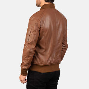 Chaqueta Bomber Reversible de Piel de Oveja Marrón Bomia MA-1, Cuello Alto, Cierre de Cremallera, Impermeable, Bordada, para Otoño, Talla XS - Product Image 5