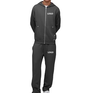 Top Selling High Quality Cotton Printed Tracksuits Men's <b>Oversized</b> Premium Zip Blank Hoodies <b>Sweatpants</b> 2 Piece Custom Logo - Product Image 1