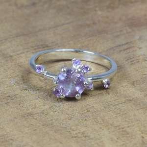 Bague en argent sterling 925 avec améthyste violette Bijoux de créateur en pierres précieuses naturelles - Product Image 1