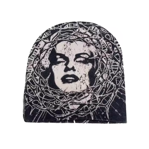High quality Winter Hats Custom <b>Women</b> Sublimation Printing Knit Cuff <b>Beanie</b> Digital Print Skull Cap <b>Beanie</b> - Product Image 2