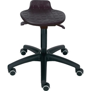 LOTZ Black PU Foam Swivel <b>Stool</b> with Casters <b>Adjustable</b> Seat <b>Height</b> 450-640 mm Comfortable Chairs - Product Image 1