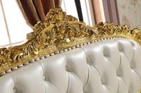 Ensemble de canapés de luxe moderne en bois massif d'acajou, sculpté à la main, avec revêtement en cuir PU, pour mobilier de salon de villa