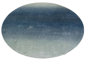 Tapis d'intérieur moderne de luxe fait main en laine et soie, à poils moyens, antidérapant, avec dégradé bleu ombré et motif abstrait, pour usage domestique - Product Image 2