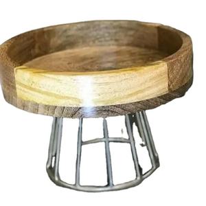 Soporte de Metal único para ensaladera, tazón decorativo de madera para comida y verduras, técnica de embalaje personalizado de cocina de lujo, tazón de servicio de madera - Product Image 1