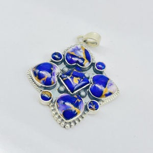 Pendentif Turquoise violet pendentif en argent Sterling 925 pendentif de mariage pendentif anniversaire pendentif pierre précieuse pendentif Boho pendentif - Product Image 1