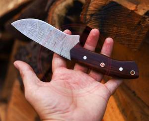 Handmade Damascus Steel Fixed Blade Knife High Carbon Fixed Blade Hunting Knives with <b>Leather</b> Sheath - Product Image 6