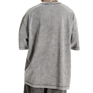 Venta al por mayor de camisetas de la mejor calidad de estilo vintage de algodón pesado 280gsm camisetas de impresión personalizada Logo lavado Camiseta para los hombres - Product Image 5